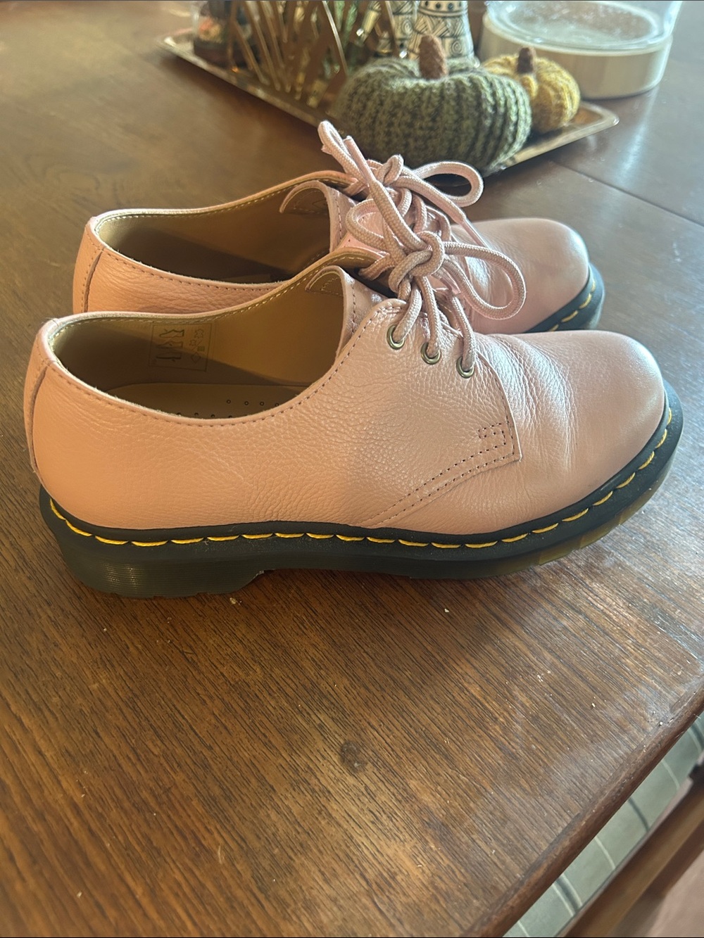 Dr. Martens Pink Leather Lace-Up Shoes
